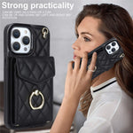 For iPhone 15 Pro RFID Blocking Back Case Multiple Card Slots PU Leather+TPU Phone Cover with Ring Kickstand