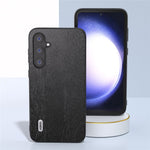 ABEEL For Samsung Galaxy S23 FE Wood Grain Phone Case PU Leather+TPU+PC Anti-scratch Cover