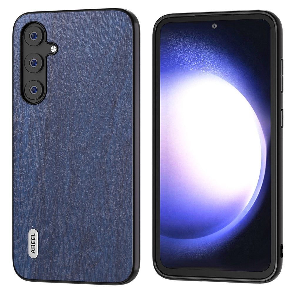 ABEEL For Samsung Galaxy S23 FE Wood Grain Phone Case PU Leather+TPU+PC Anti-scratch Cover