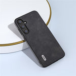 ABEEL For Samsung Galaxy S23 FE Textured Leather Coated TPU Phone Case Anti-scratch Back Cover