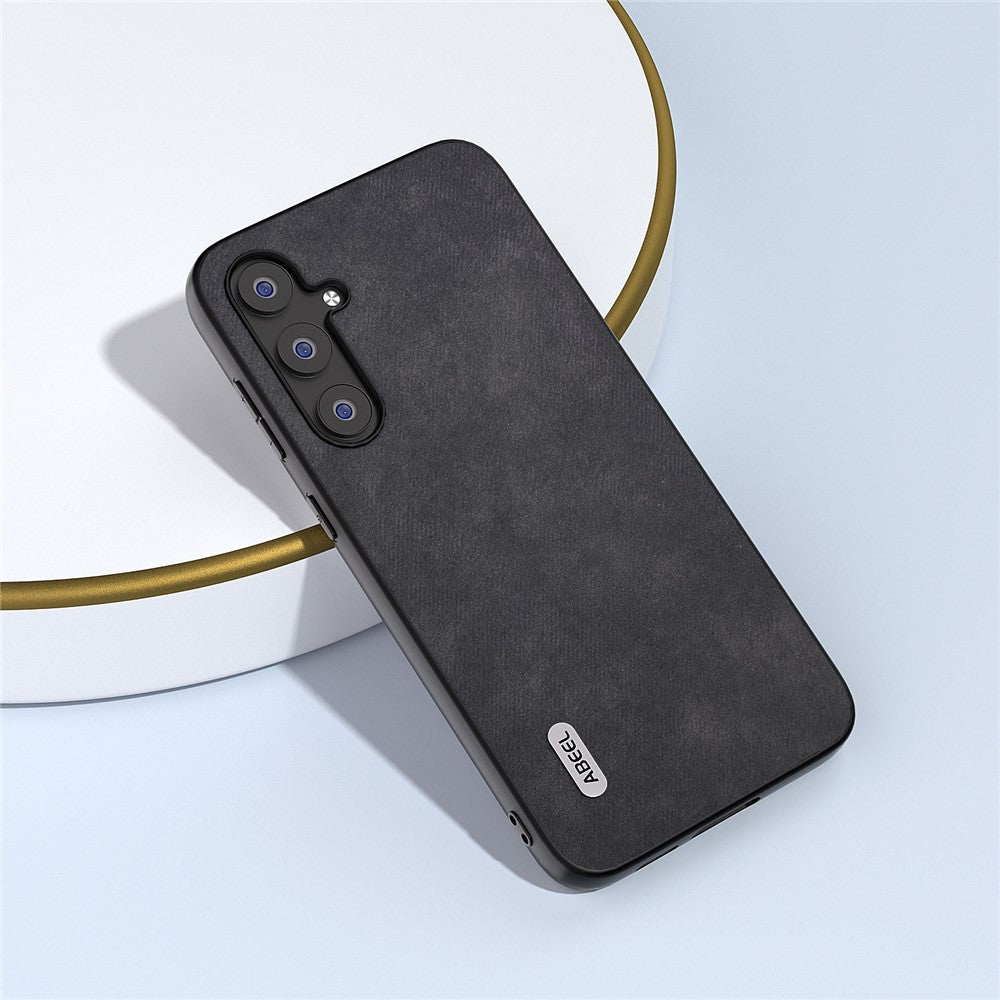 ABEEL For Samsung Galaxy S23 FE Textured Leather Coated TPU Phone Case Anti-scratch Back Cover
