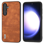 ABEEL For Samsung Galaxy S23 FE Textured Leather Coated TPU Phone Case Anti-scratch Back Cover