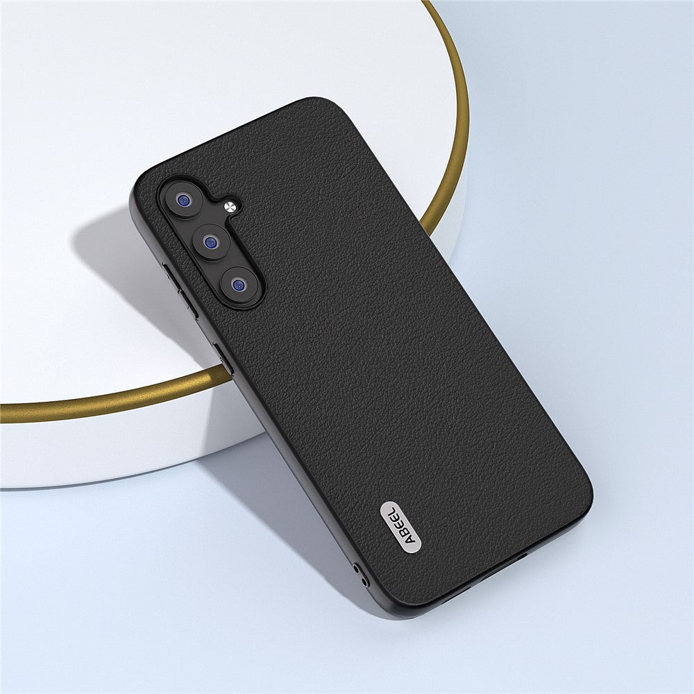 ABEEL For Samsung Galaxy S23 FE Protective Case Genuine Cow Leather+PC+TPU Phone Cover