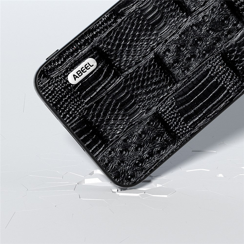 ABEEL For Samsung Galaxy S23 FE Mahjong Texture Anti-scratch Case Genuine Cow Leather+PC+TPU Cellphone Cover