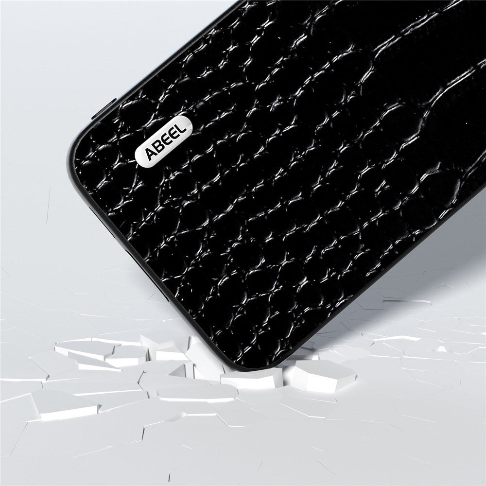 ABEEL Till Samsung Galaxy S23 FE Fodral i äkta koläder med krokodilstruktur+PC+TPU, stötsäkert skal