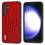 ABEEL Till Samsung Galaxy S23 FE Fodral i äkta koläder med krokodilstruktur+PC+TPU, stötsäkert skal