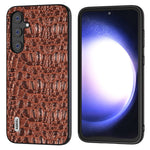 ABEEL Til Samsung Galaxy S23 FE Ægte Koskindbelagt PC+TPU Anti-ridse Cover Baldakin Tekstur Telefoncover