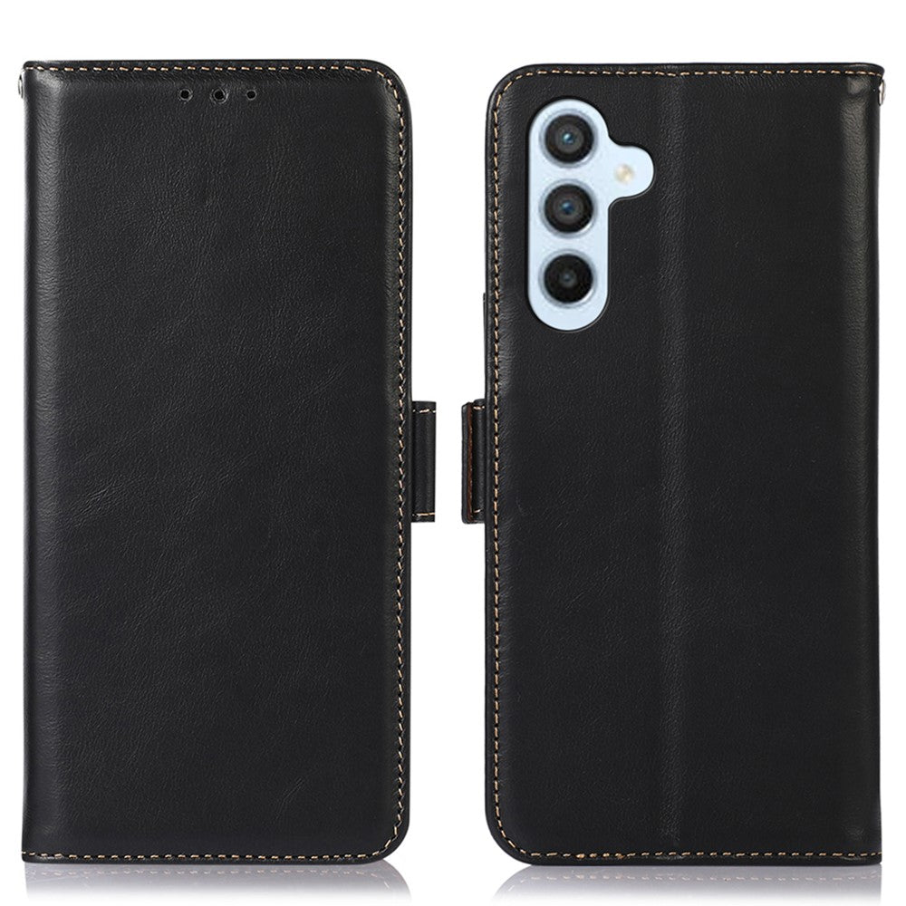 For Samsung Galaxy F34 5G / M34 5G RFID Blocking Wallet Stand Cover Genuine Cow Leather Shockproof Phone Case