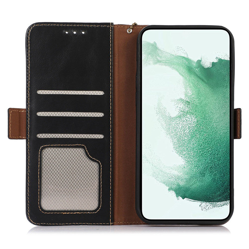 For Samsung Galaxy F34 5G / M34 5G RFID Blocking Wallet Stand Cover Genuine Cow Leather Shockproof Phone Case
