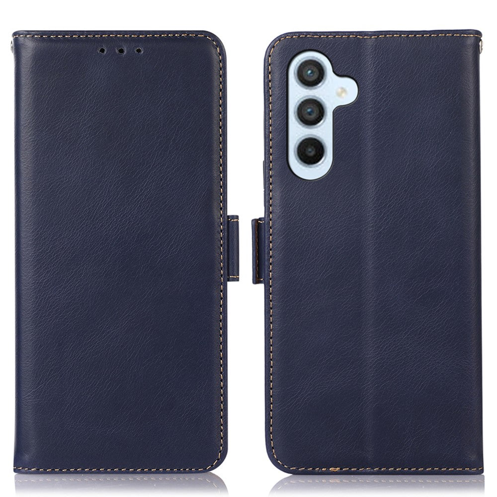 For Samsung Galaxy F34 5G / M34 5G RFID Blocking Wallet Stand Cover Genuine Cow Leather Shockproof Phone Case