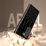 For Samsung Galaxy Z Fold5 5G Electroplating Protective Phone Case Genuine Cow Leather + PC Crocodile Texture Cover