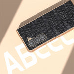 For Samsung Galaxy Z Fold5 5G Phone Case Genuine Cow Leather + PC Canopy Texture Electroplating Cover