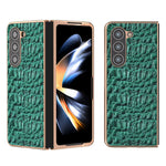 For Samsung Galaxy Z Fold5 5G Phone Case Genuine Cow Leather + PC Canopy Texture Electroplating Cover