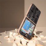 Samsung Galaxy Z Flip5 5G Mahjong Texture Galvaniserad mobilskal Äkta Koläder Belagd PC Baksida