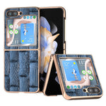 Samsung Galaxy Z Flip5 5G Mahjong Texture Galvaniserad mobilskal Äkta Koläder Belagd PC Baksida