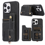 ABEEL Style 01 For iPhone 15 Pro Max PU Leather Coated TPU+PC Cover Kickstand Card Holder Phone Case