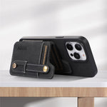 ABEEL Style 01 For iPhone 15 Pro Max PU Leather Coated TPU+PC Cover Kickstand Card Holder Phone Case