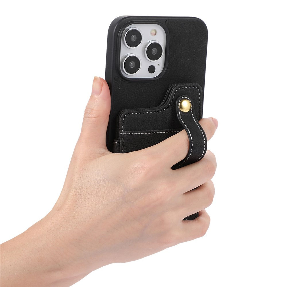 ABEEL Style 01 For iPhone 15 Pro Max PU Leather Coated TPU+PC Cover Kickstand Card Holder Phone Case