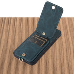 ABEEL Style 02 Kickstand Back Case for iPhone 15 Pro Max , Leather Coated TPU+PC Card Slots Litchi Texture Phone Cover