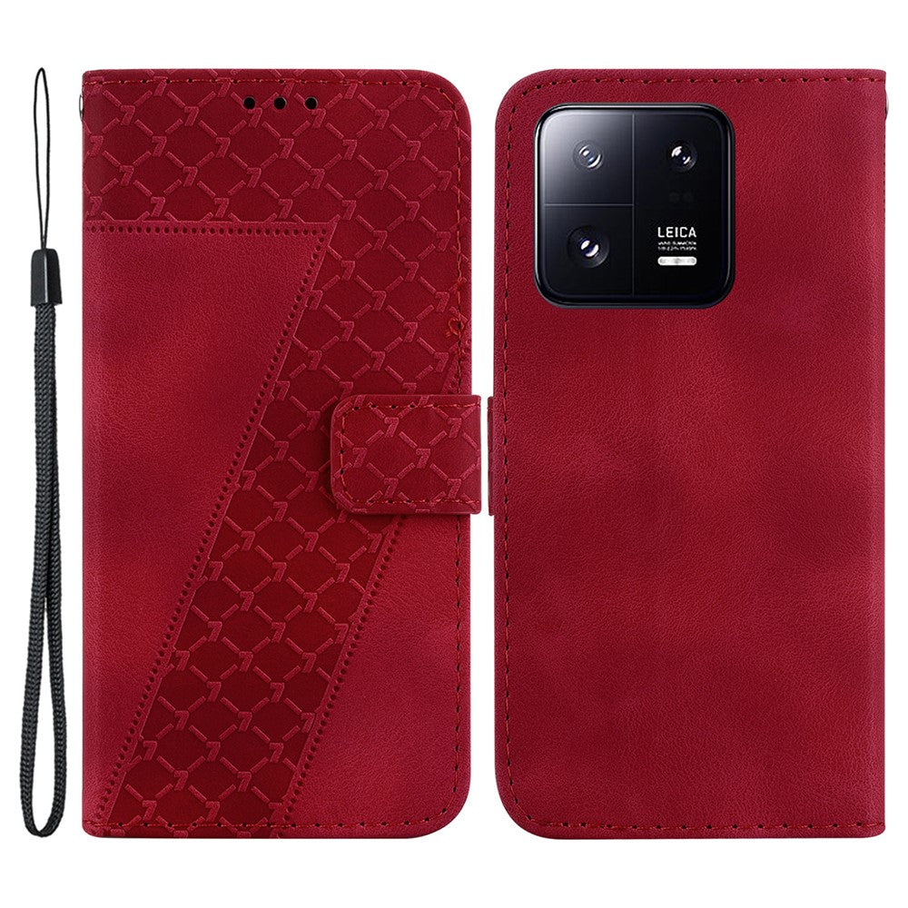 PU Leather Phone Case for Xiaomi 13 Pro 5G 7-Shape Imprinted Wallet Stand Cover