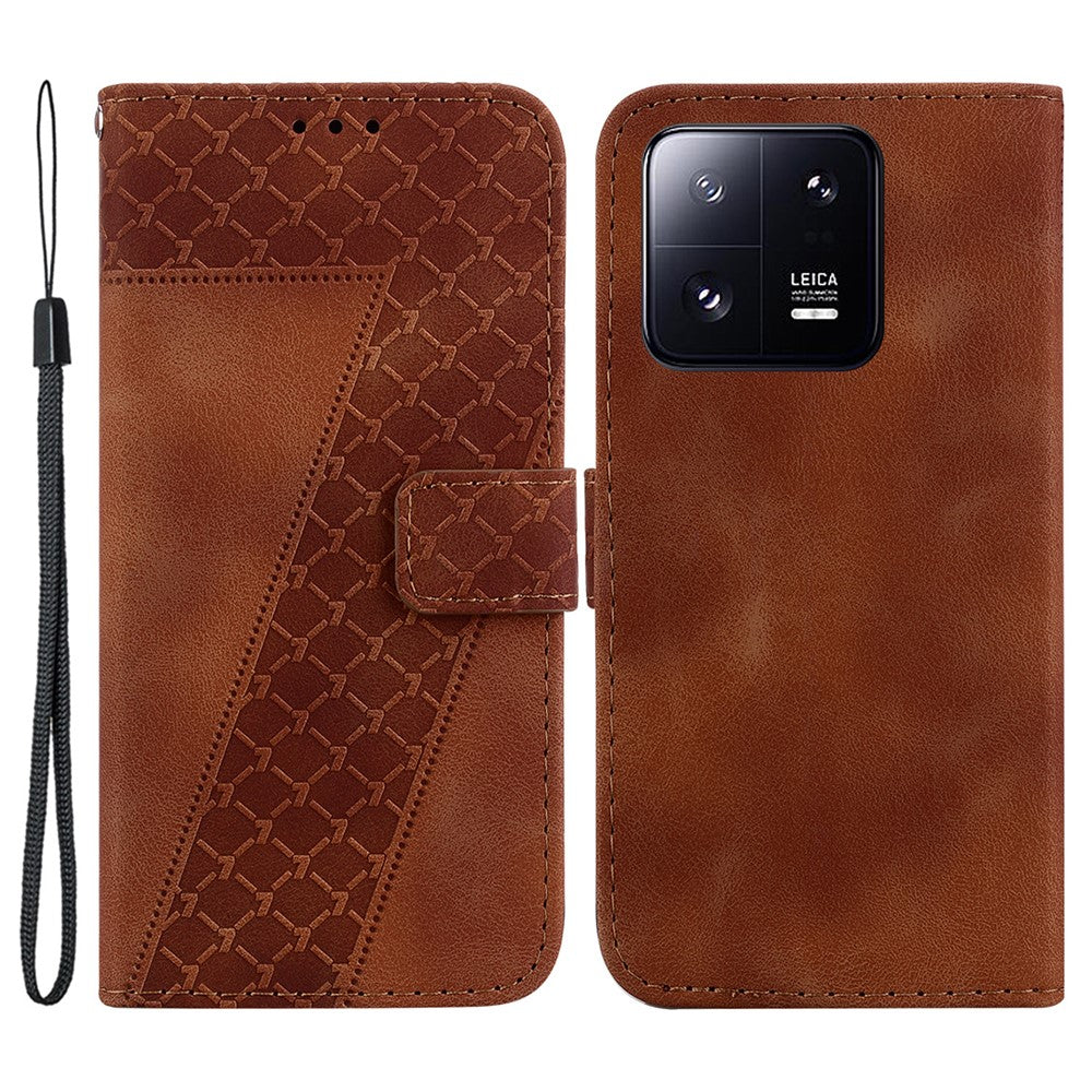 PU Leather Phone Case for Xiaomi 13 Pro 5G 7-Shape Imprinted Wallet Stand Cover