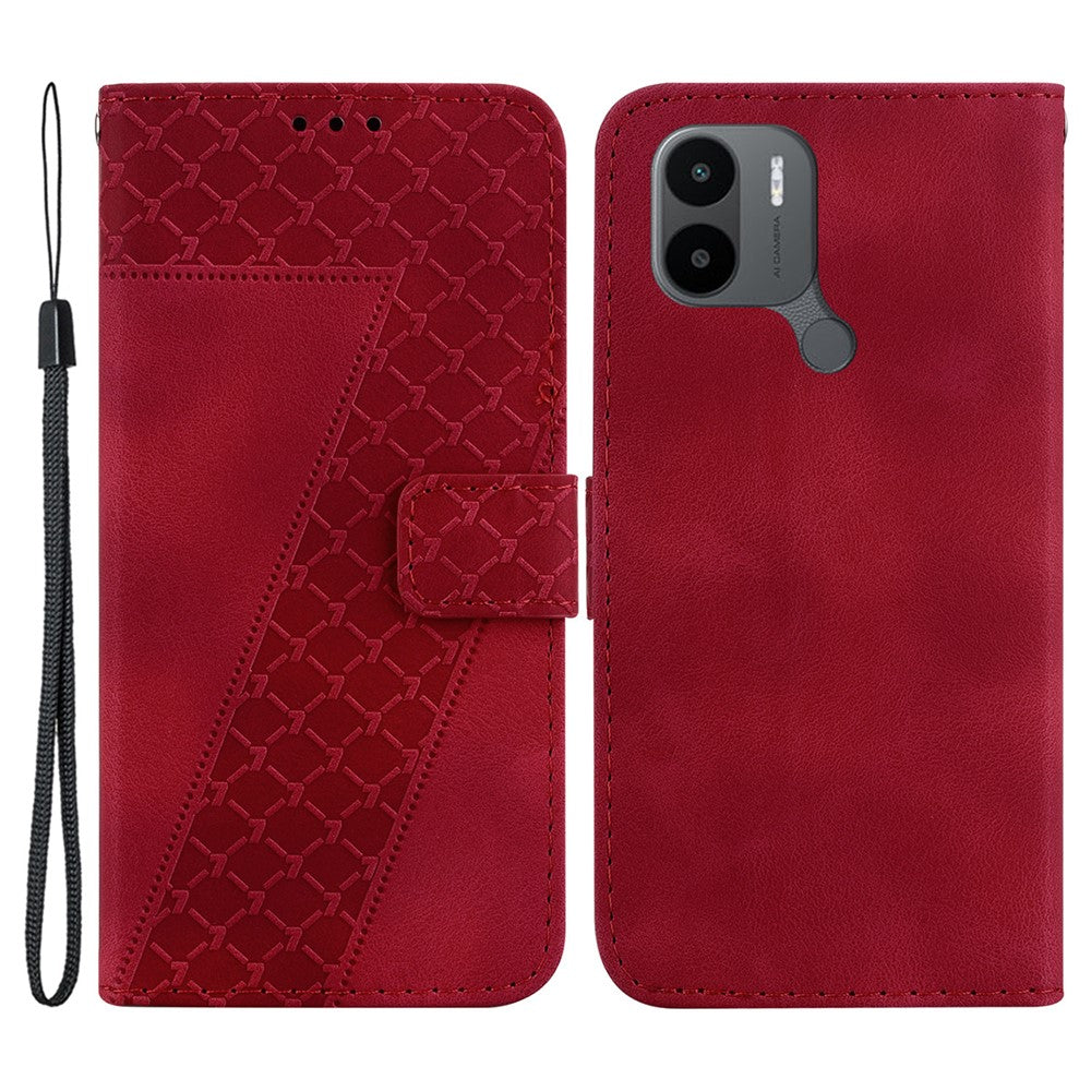 For Xiaomi Poco C50 4G / Poco C51 4G / Redmi A1+ 4G / A2+ 4G 7-Shape Imprinted Leather Cover Wallet Stand Phone Case
