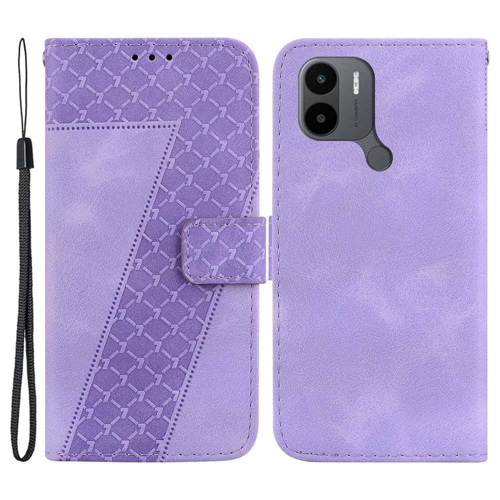 For Xiaomi Poco C50 4G / Poco C51 4G / Redmi A1+ 4G / A2+ 4G 7-Shape Imprinted Leather Cover Wallet Stand Phone Case