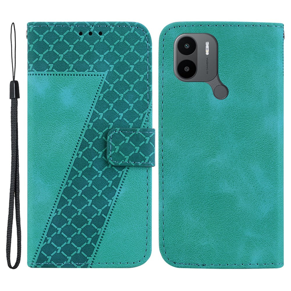 For Xiaomi Poco C50 4G / Poco C51 4G / Redmi A1+ 4G / A2+ 4G 7-Shape Imprinted Leather Cover Wallet Stand Phone Case