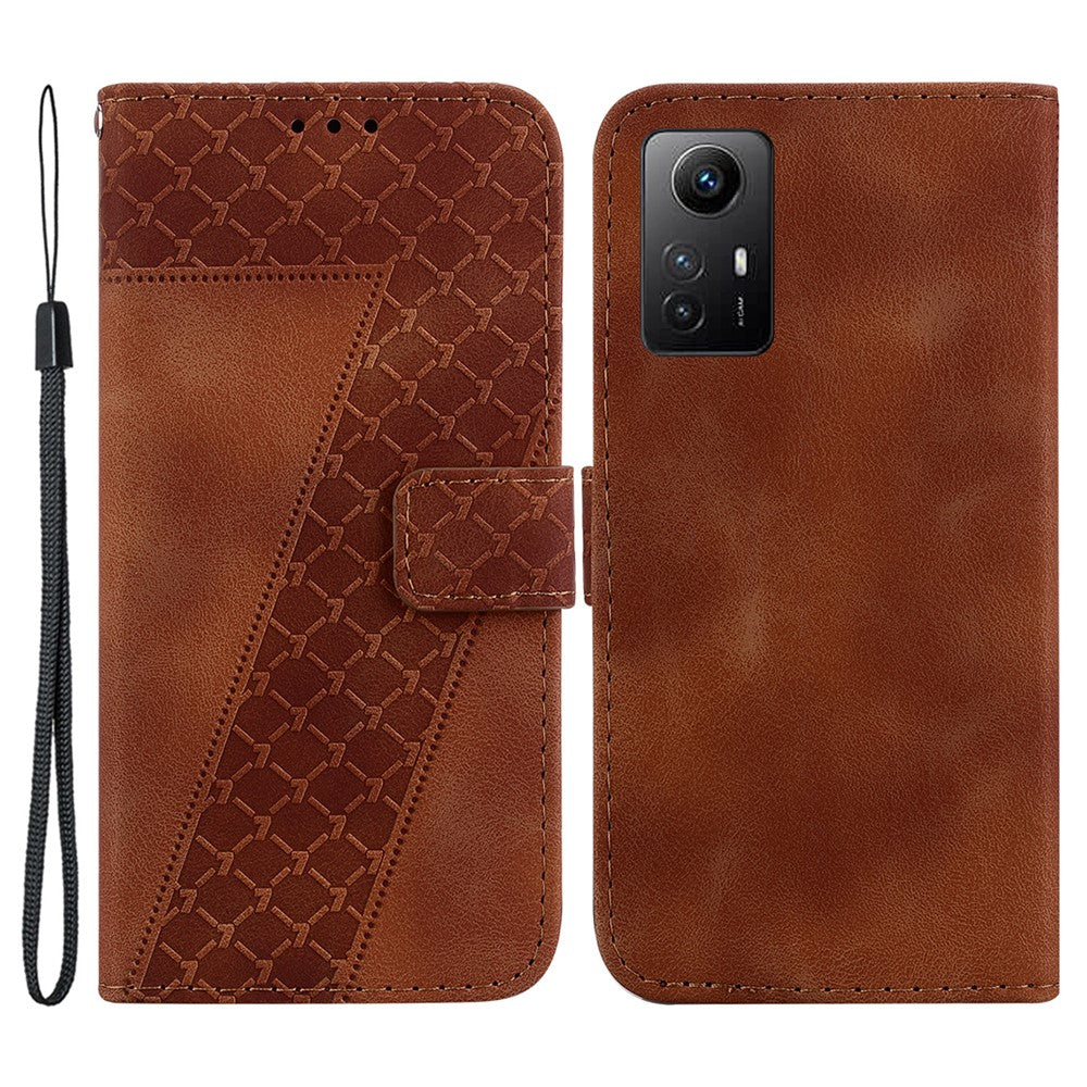For Xiaomi Redmi Note 12S 4G 7-Shape Imprinted Anti-drop Phone Cover Flip Leather Wallet Stand Case