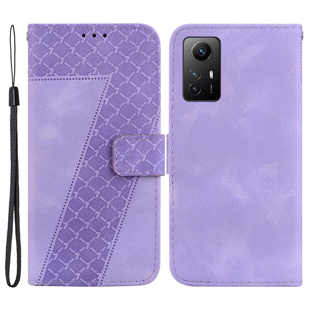 For Xiaomi Redmi Note 12S 4G 7-Shape Imprinted Anti-drop Phone Cover Flip Leather Wallet Stand Case