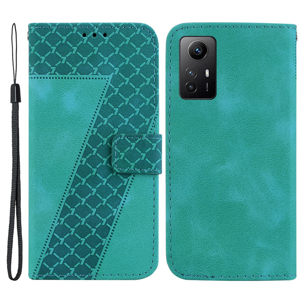 For Xiaomi Redmi Note 12S 4G 7-Shape Imprinted Anti-drop Phone Cover Flip Leather Wallet Stand Case