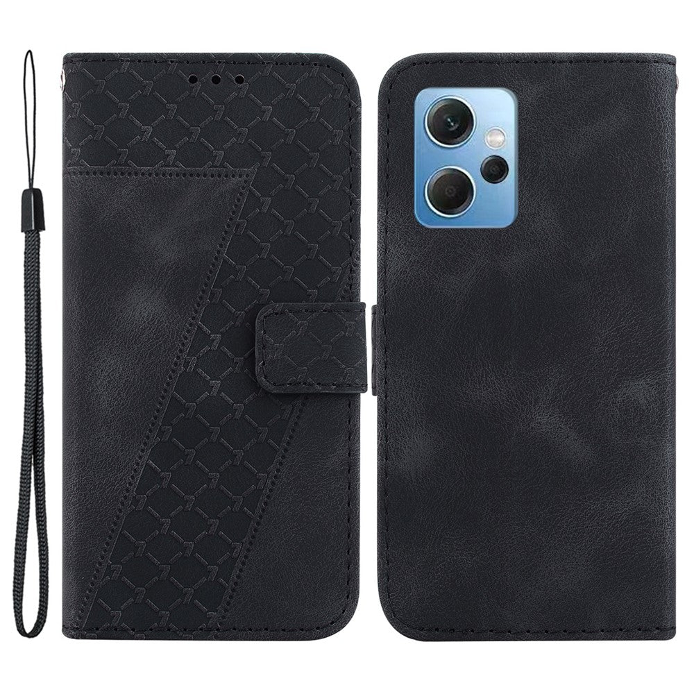 Xiaomi Redmi Note 12 4G 7-formigt präglat skyddande fodral i läder med plånboksstativ och mobilfodral