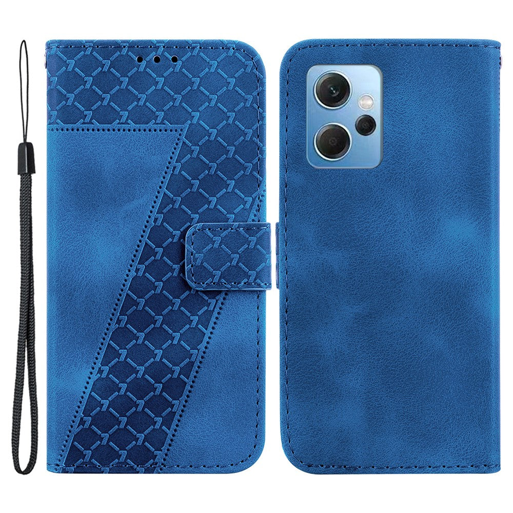 Xiaomi Redmi Note 12 4G 7-formigt präglat skyddande fodral i läder med plånboksstativ och mobilfodral