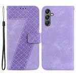 For Samsung Galaxy A24 4G (162.1 x 77.6 x 8.3mm) 7-Shape Imprinted Cell Phone Case Anti-scratch Wallet Stand Leather Cover