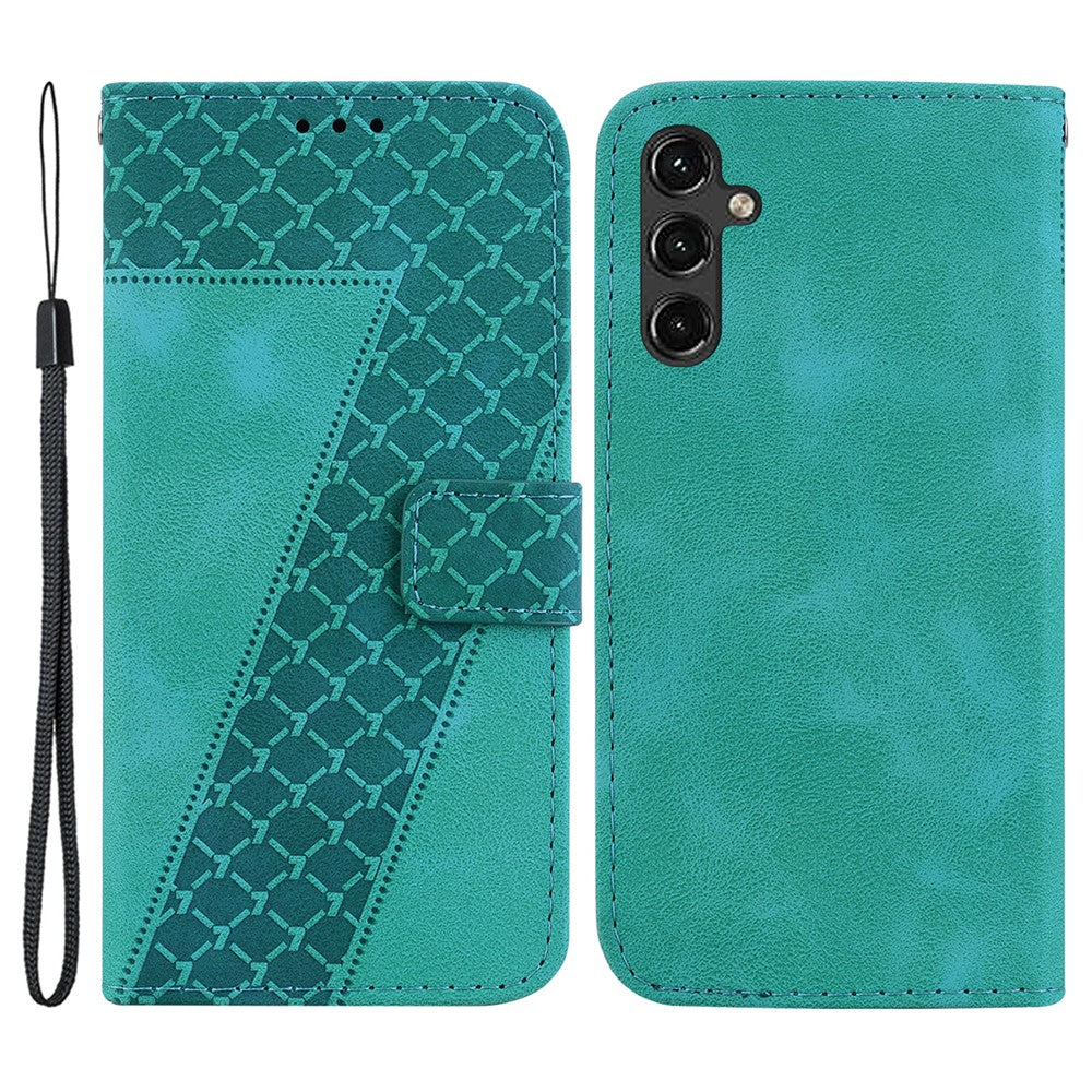 Samsung Galaxy A14 5G / A14 4G 7-formet præget læderpungcover med sammenklappeligt stativ, ridsefast mobilcover