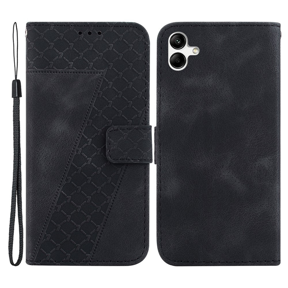 For Samsung Galaxy A04e 4G / F04 4G / M04 4G 7-Shape Imprinted Phone Case Anti-fall Leather Wallet Stand Shell