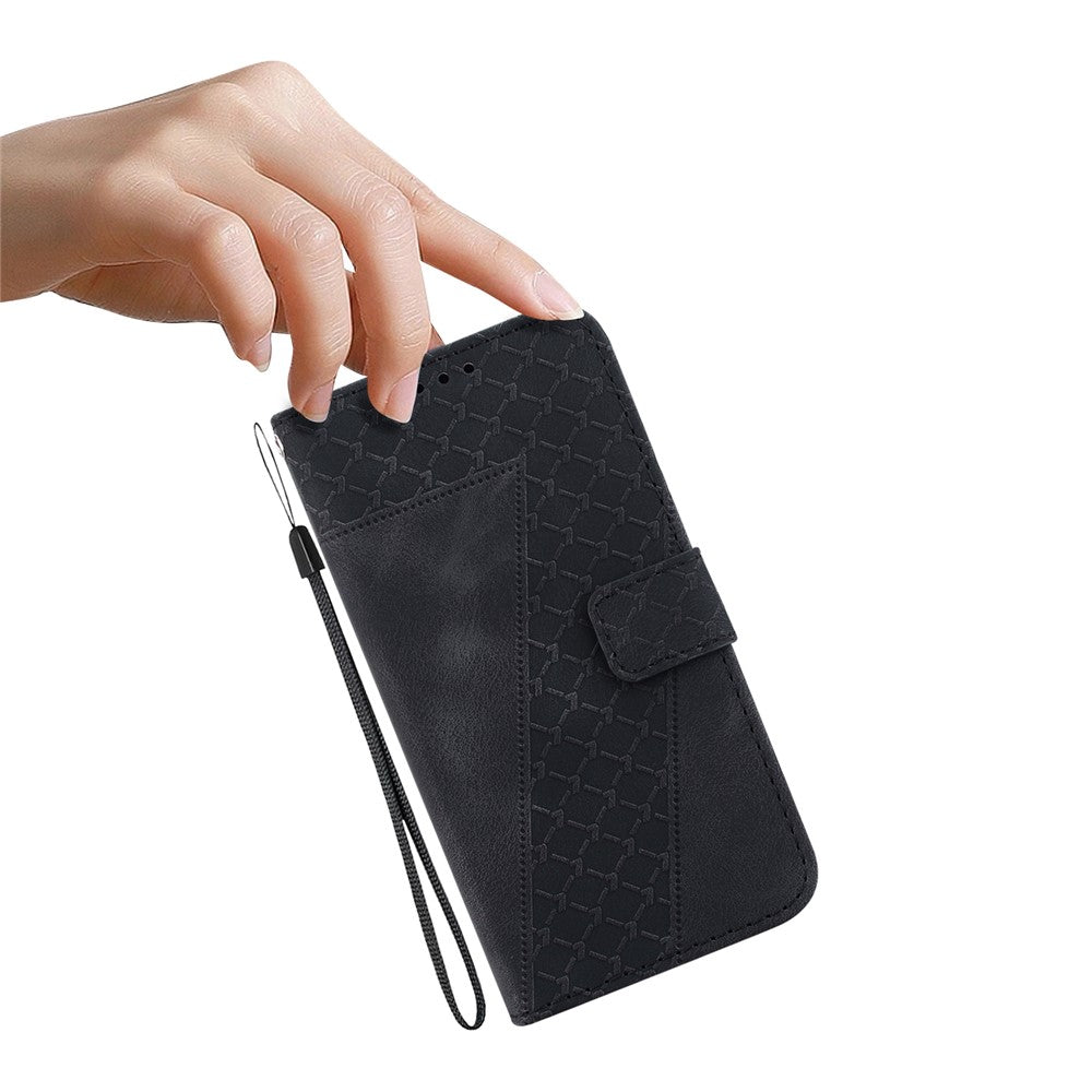 For Samsung Galaxy A04e 4G / F04 4G / M04 4G 7-Shape Imprinted Phone Case Anti-fall Leather Wallet Stand Shell