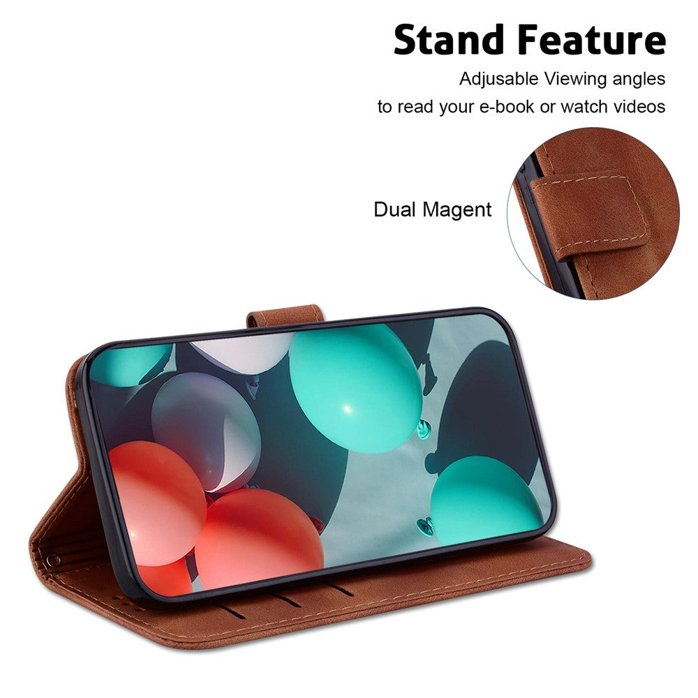 For Honor X9 4G / 5G Slim-Fit Shell Leather Phone Case Stand Imprinted 7-Shape Pattern Wallet Flip Cover