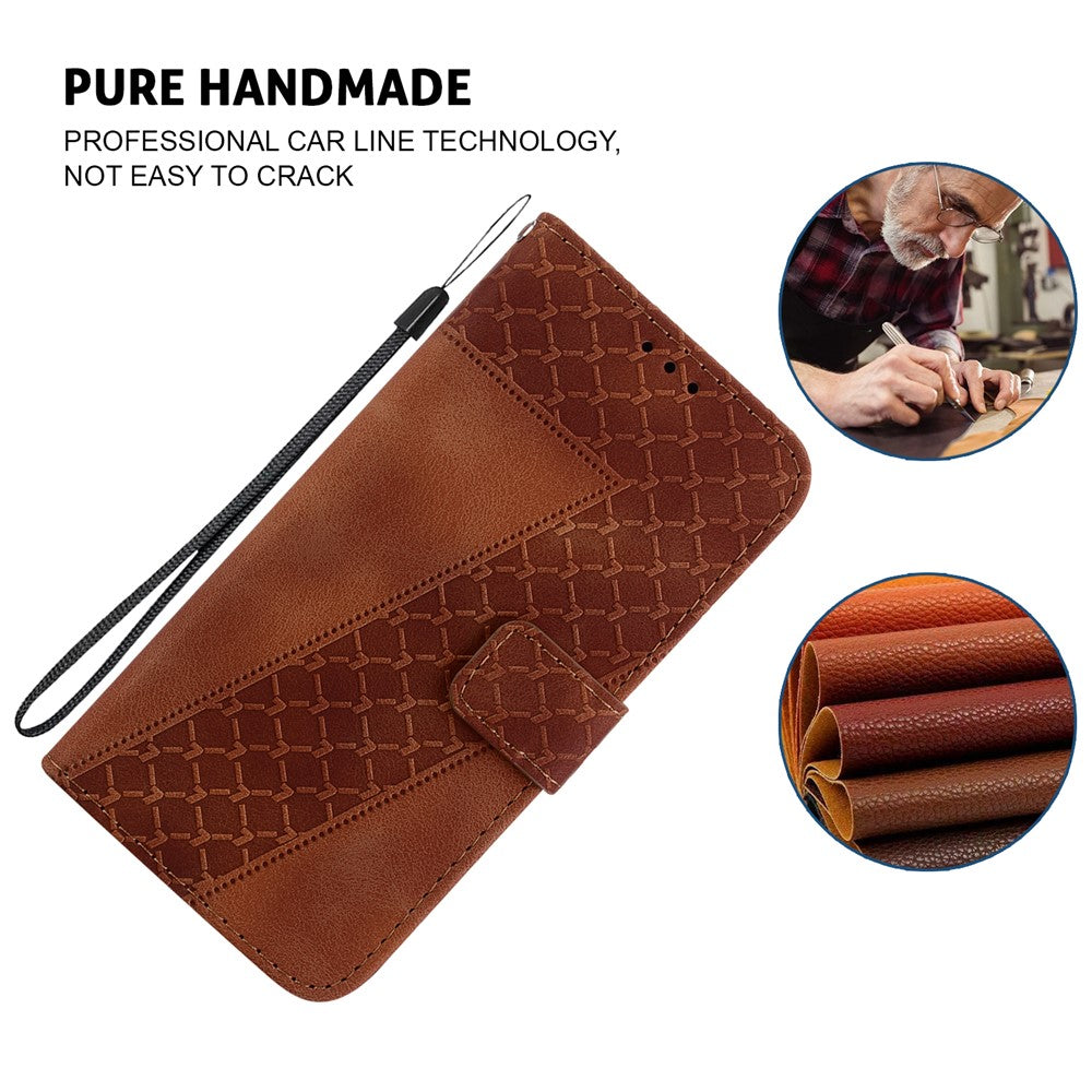 For Honor X9 4G / 5G Slim-Fit Shell Leather Phone Case Stand Imprinted 7-Shape Pattern Wallet Flip Cover