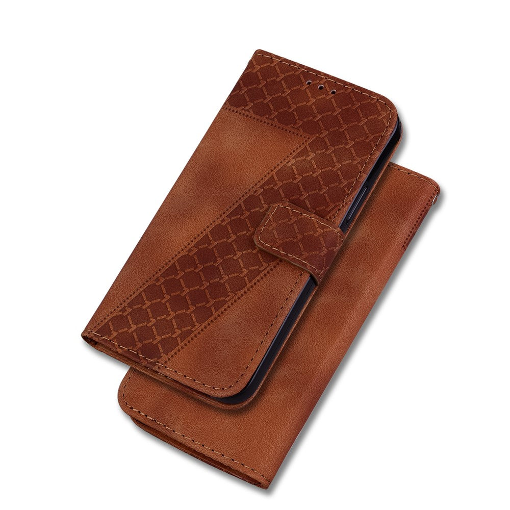 For Honor X9 4G / 5G Slim-Fit Shell Leather Phone Case Stand Imprinted 7-Shape Pattern Wallet Flip Cover