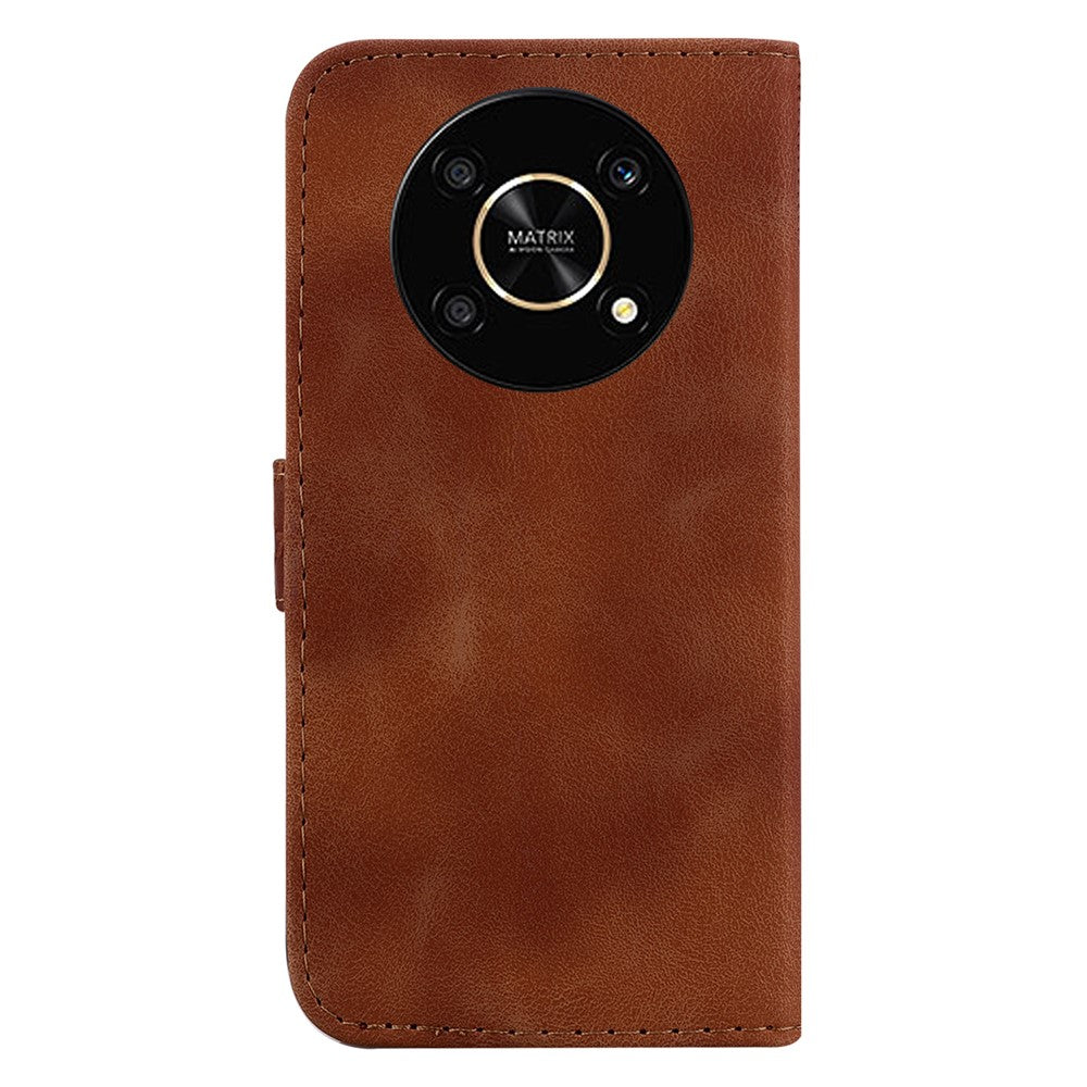 For Honor X9 4G / 5G Slim-Fit Shell Leather Phone Case Stand Imprinted 7-Shape Pattern Wallet Flip Cover