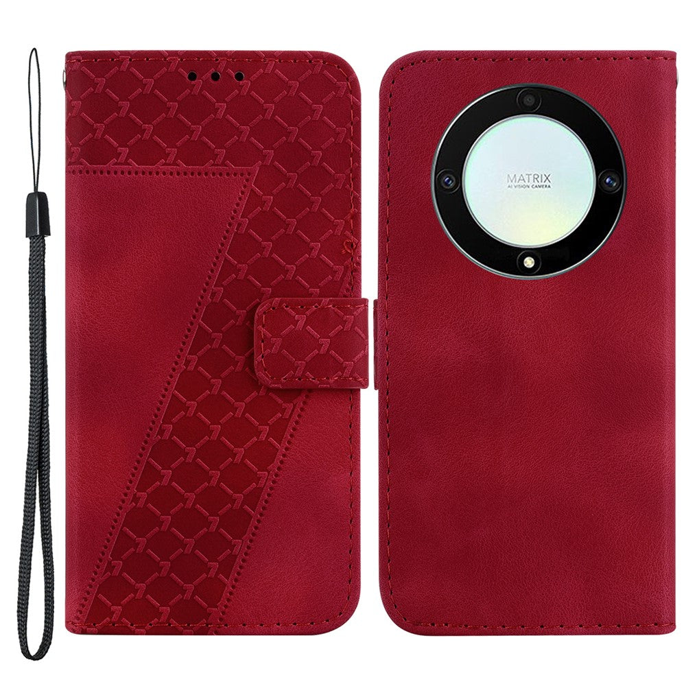 Til Honor X9a 5G / X40 5G / Magic5 Lite 5G Flip Læder Telefoncover Stativ Præget 7-formet Mønster Tegnebogsomslag