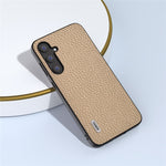 ABEEL til Samsung Galaxy S23 FE Telefoncover Lychee-tekstur, belagt med okselæder PC+TPU-etui