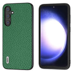 ABEEL til Samsung Galaxy S23 FE Telefoncover Lychee-tekstur, belagt med okselæder PC+TPU-etui