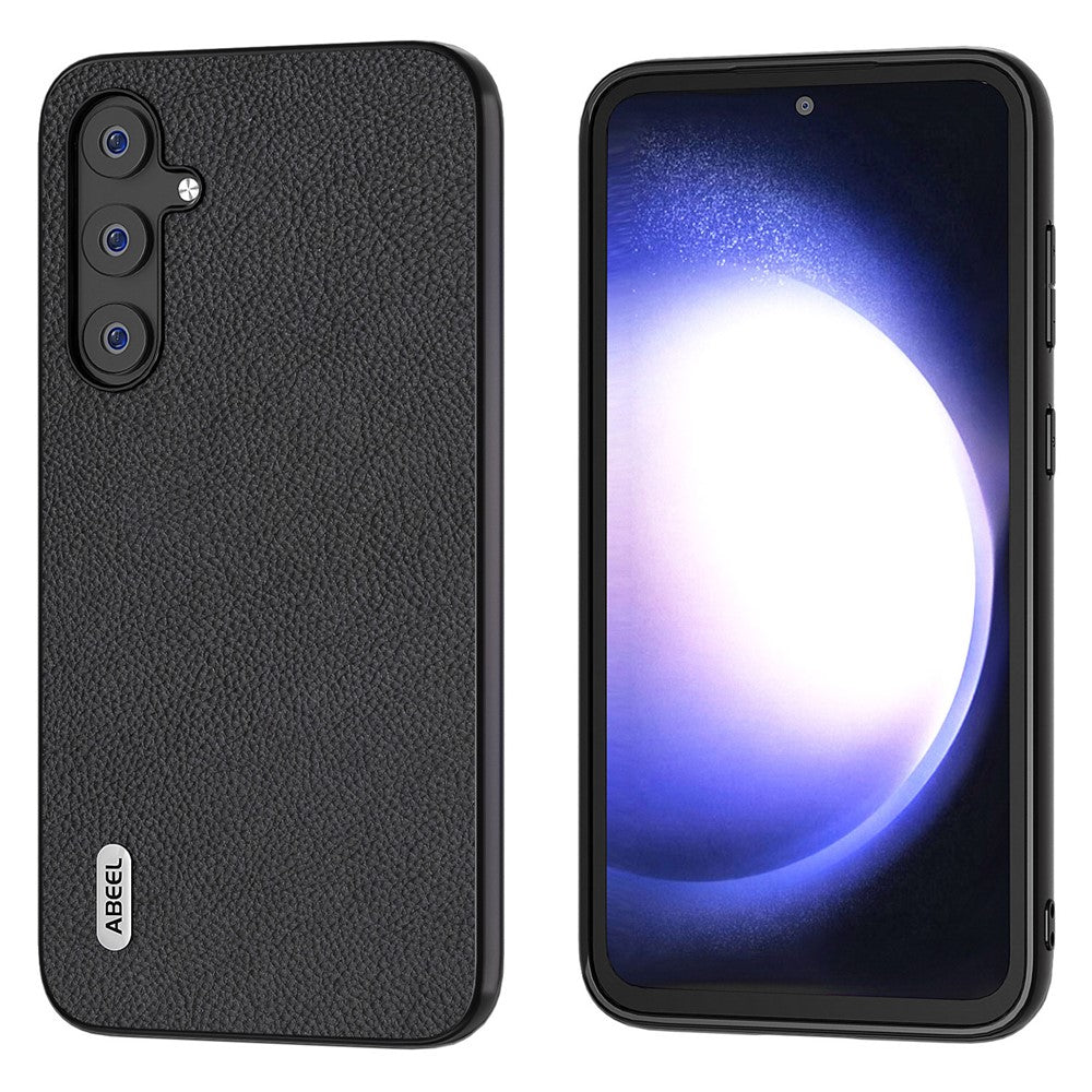 ABEEL För Samsung Galaxy S23 FE mobilskal i fint litchi-mönster, läderbelagt PC+TPU-fodral