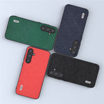 ABEEL For Samsung Galaxy S23 FE Cross Texture Cowhide Leather Coating Phone Case TPU+PC Cover