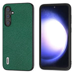 ABEEL For Samsung Galaxy S23 FE Cross Texture Cowhide Leather Coating Phone Case TPU+PC Cover