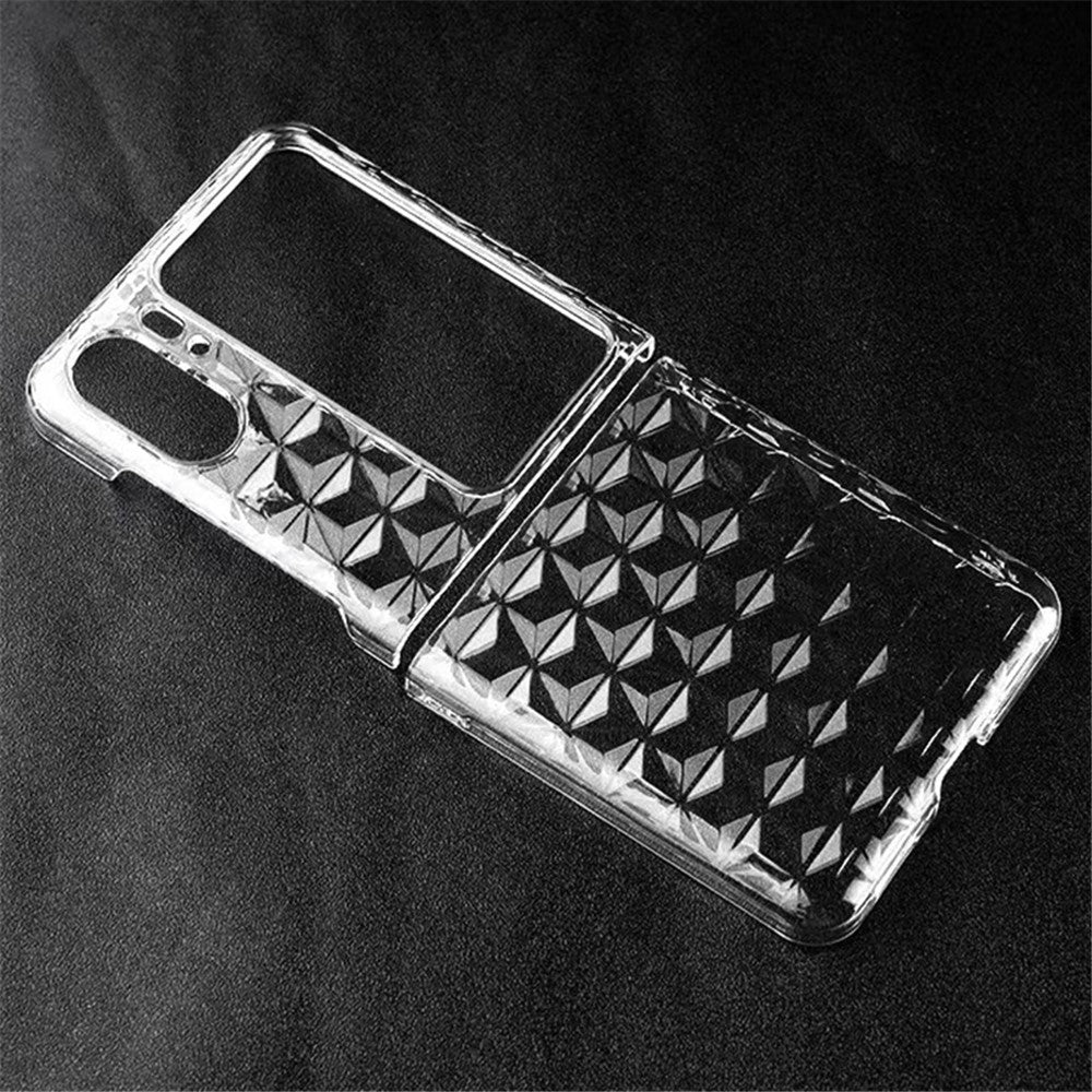 Transparent Hard PC Case for Oppo Find N2 Flip 5G , Shockproof Diamond Texture Phone Cover