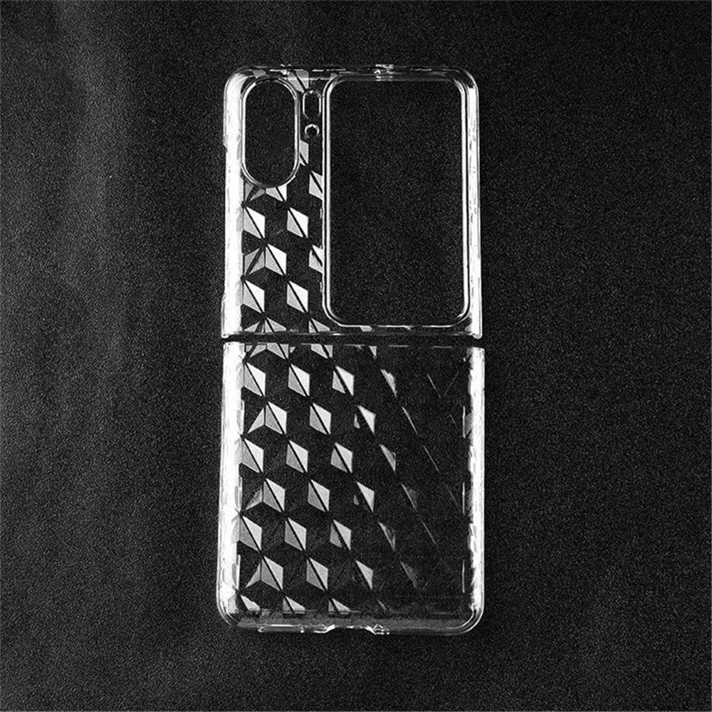 Transparent Hard PC Case for Oppo Find N2 Flip 5G , Shockproof Diamond Texture Phone Cover