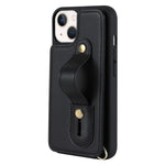 Card Holder Shell for iPhone 15, Kickstand Case PU Leather Coated TPU Phone Cover with Shoulder Strap
